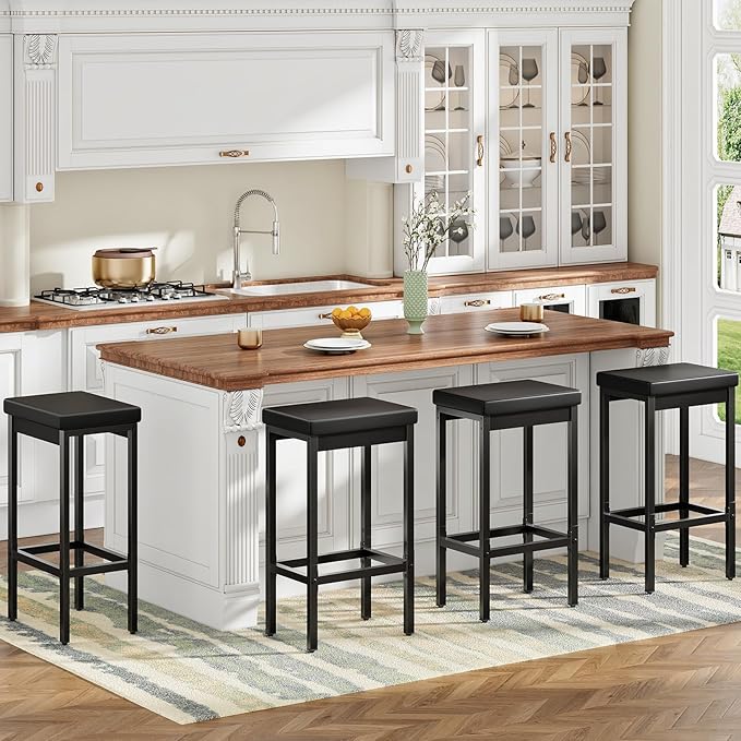 HOOBRO Bar Stools, Set of 4 Bar Chairs, 24.8-Inch Height Stools, Breakfast Ba...