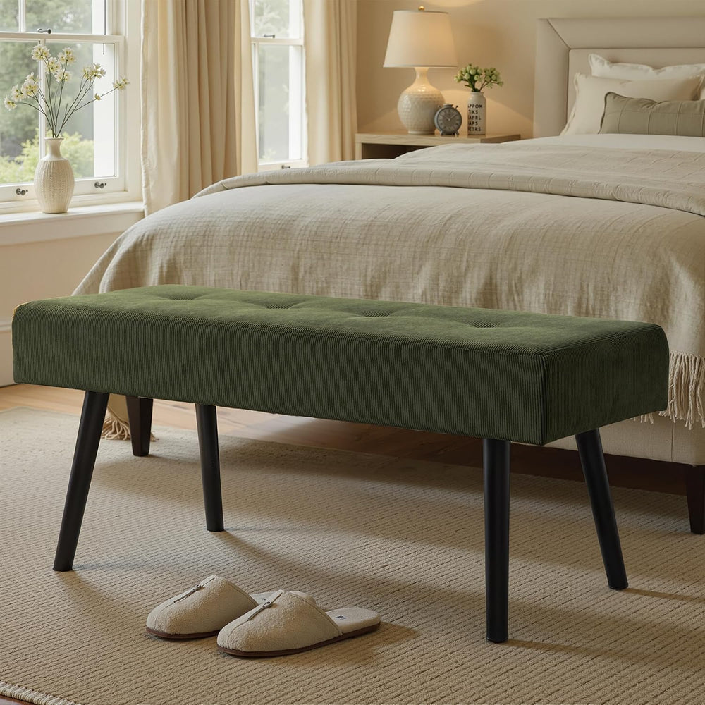 Comfy to go Entryway Bench - Green Bench for Bedroom, Modern Ottoman End of B...