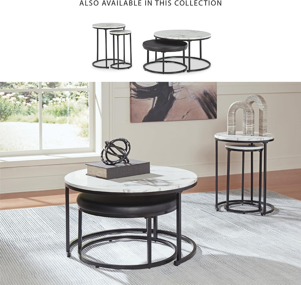 Signature Design by Ashley Jusmour Modern Nesting Table Set with Faux Leather...