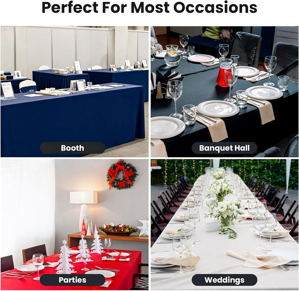 Ascoza 2 Pack Fitted Tablecloth for 6 Foot Rectangle Tables 72 x 30 Inch Ivor...