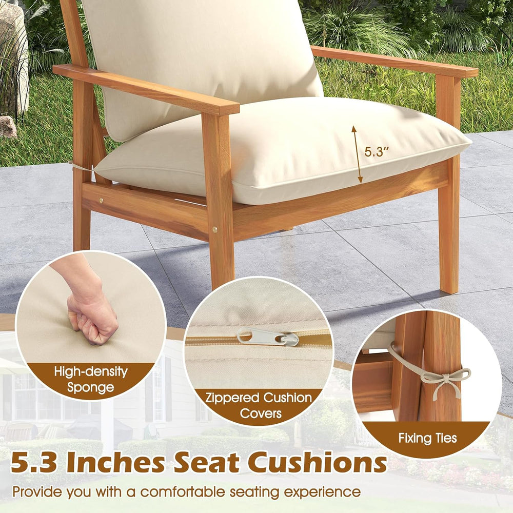 Tangkula 4 Pieces Patio Furniture Set, Outdoor Acacia Wood Conversation Set w...