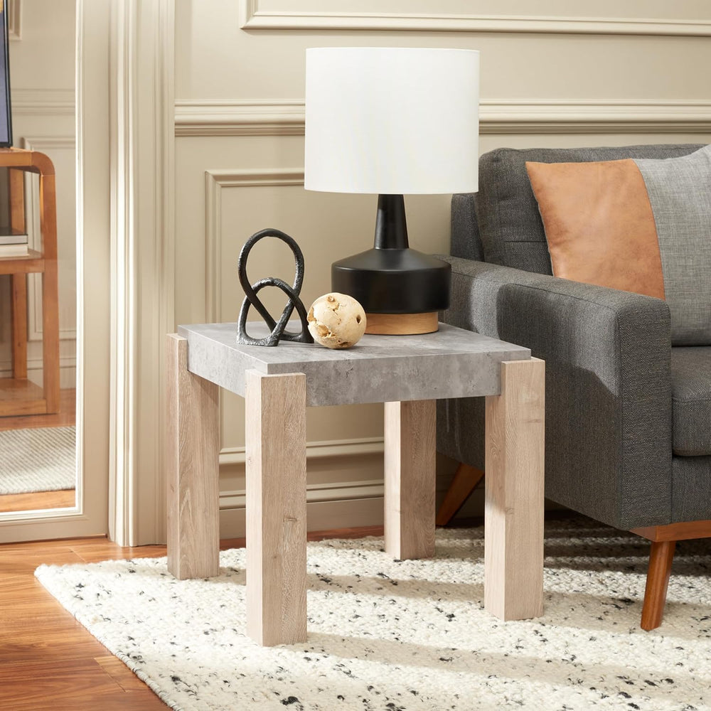 SAFAVIEH Home Collection Coromio Light Grey/Natural End Table for Living Room...