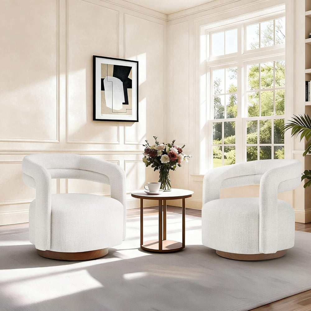Swivel Accent Chair, Upholstered Barrel Chair with Open Back Design, Modern A...
