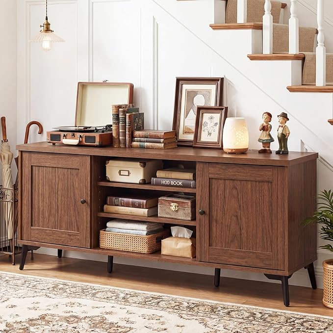 Giantex 2-Door TV Stand for TVs up to 65", Mid Century Modern Entertainm...