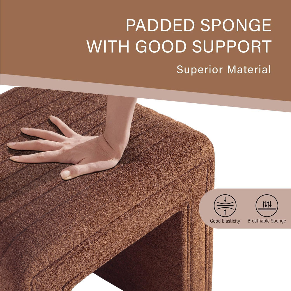 Get Set Style Vanity Stool Chair,Modern Boucle Ottoman Foot Stool with Wooden...