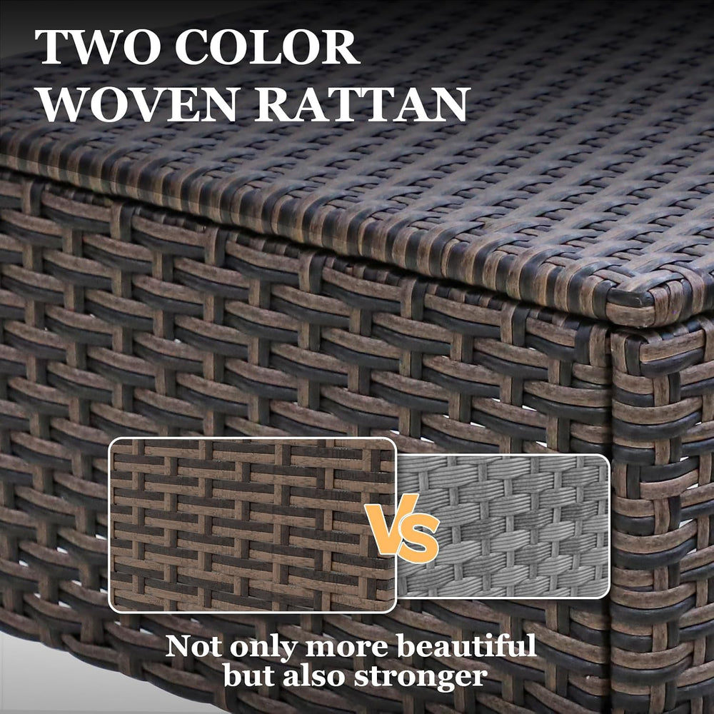 EAGLE PEAK Ocean Vista 2 Piece Wicker Patio Ottoman Set Weather-Resistant Cus...