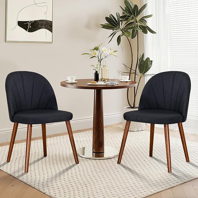 Fabric Dining Chairs Set of 2, Upholstered Mid Century Modern Dining Chairs, ...
