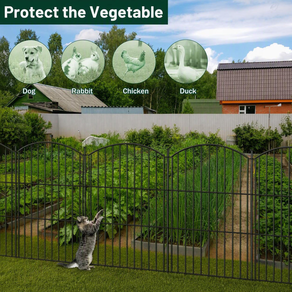 Decorative Metal Garden Fence, 48in(H) No-Dig Flower Bed Border, 24ft(L)