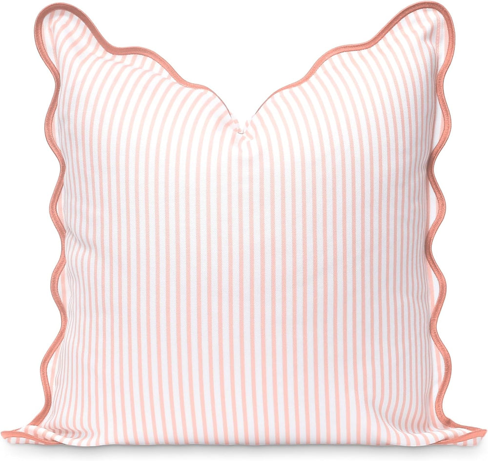 Hofdeco Premium Coastal Patio Indoor Outdoor Scalloped Throw Pillow Cover Onl...