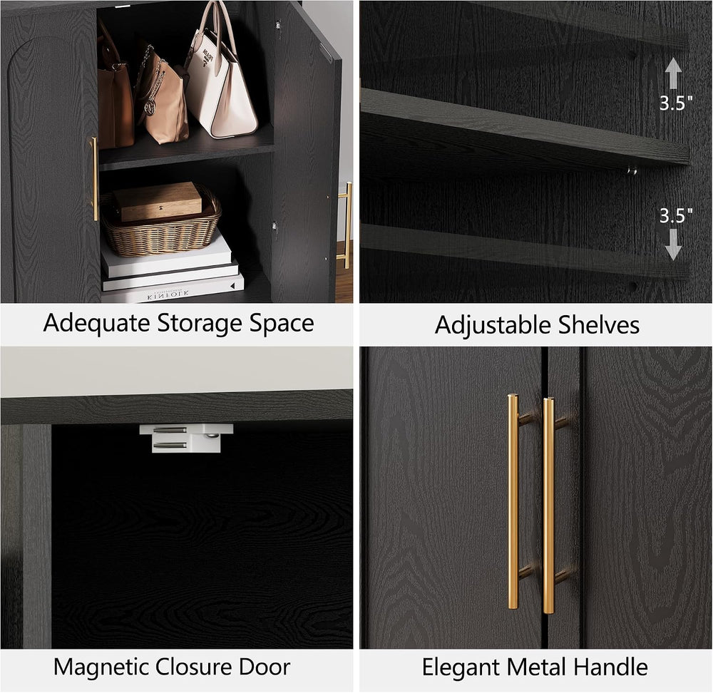 FORTUNETEC 31.5" Modern Sideboard Buffet Cabinet with Storage, Black