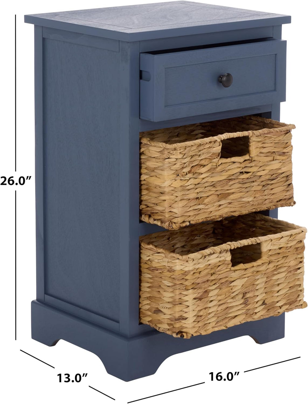 SAFAVIEH Furniture - Carrie 3-Shelf Side Table - Blue - Solid Wood - Farmhous...
