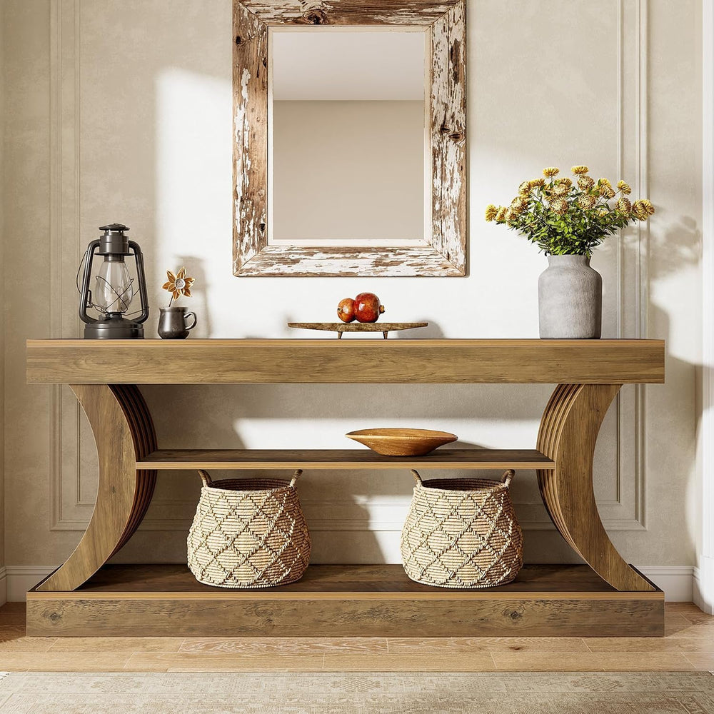 Tribesigns 70.9-Inch Long Farmhouse Entryway Console Table with Storage | 3-T...