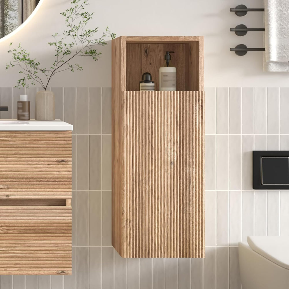 12" Floating Bathroom Storage Cabinet, Modern Bathroom Wall Cabinets wit...