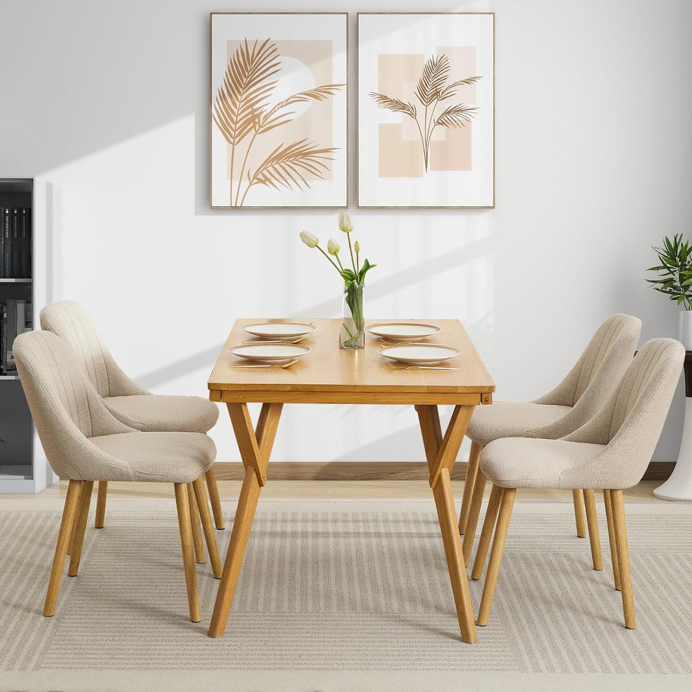 Dining Chairs Set of 6,Modern Fabric Upholstered Kitchen Chairs with Solid Oa...