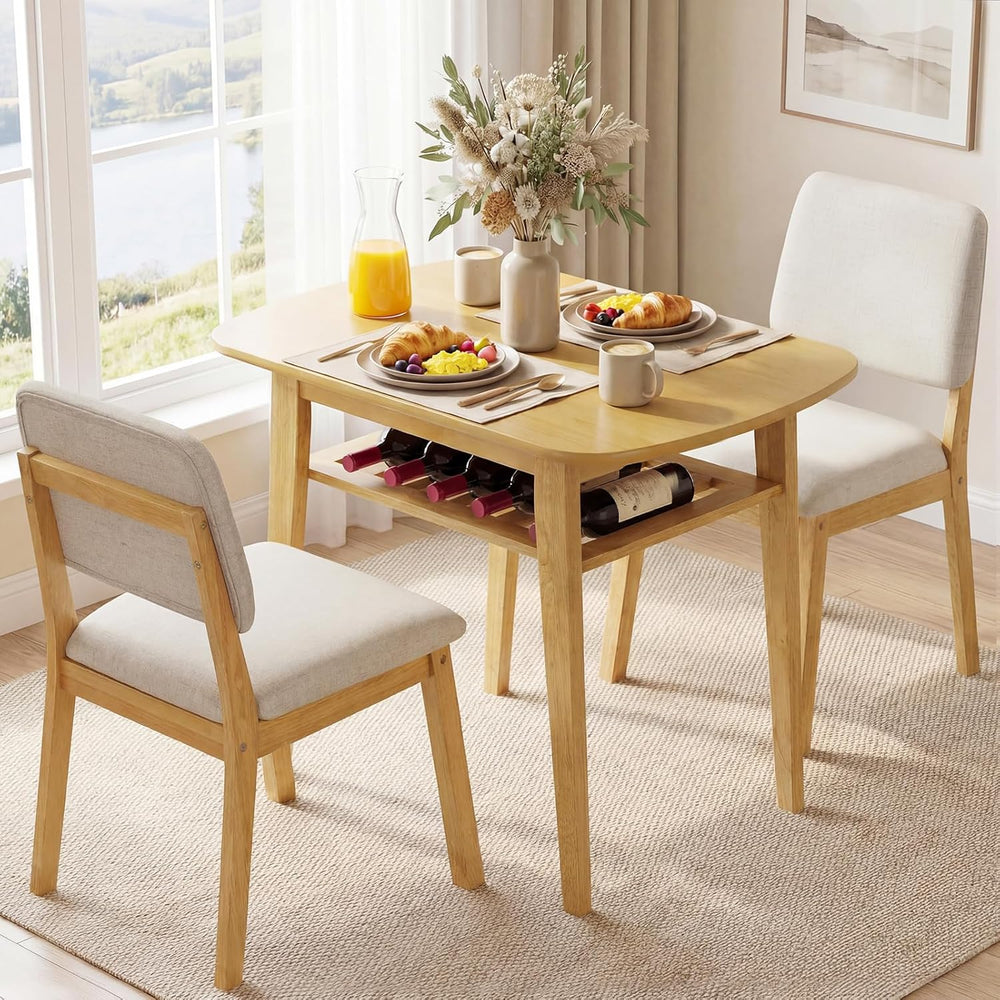Giantex Dining Table Set for 2, Space Saving Kitchen Table and Chairs Set w/R...
