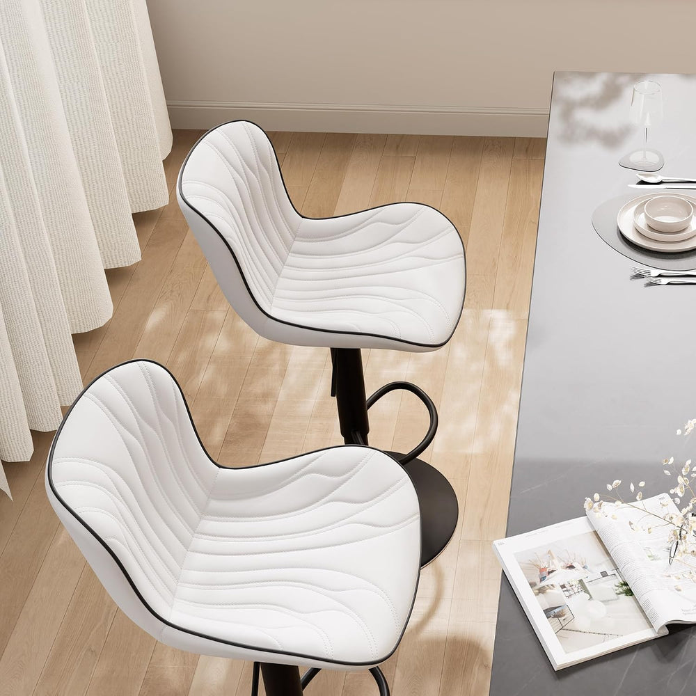 YOUNIKE White Bar Stools Set of 2 Modern Kitchen Counter Height Bar Chair wit...