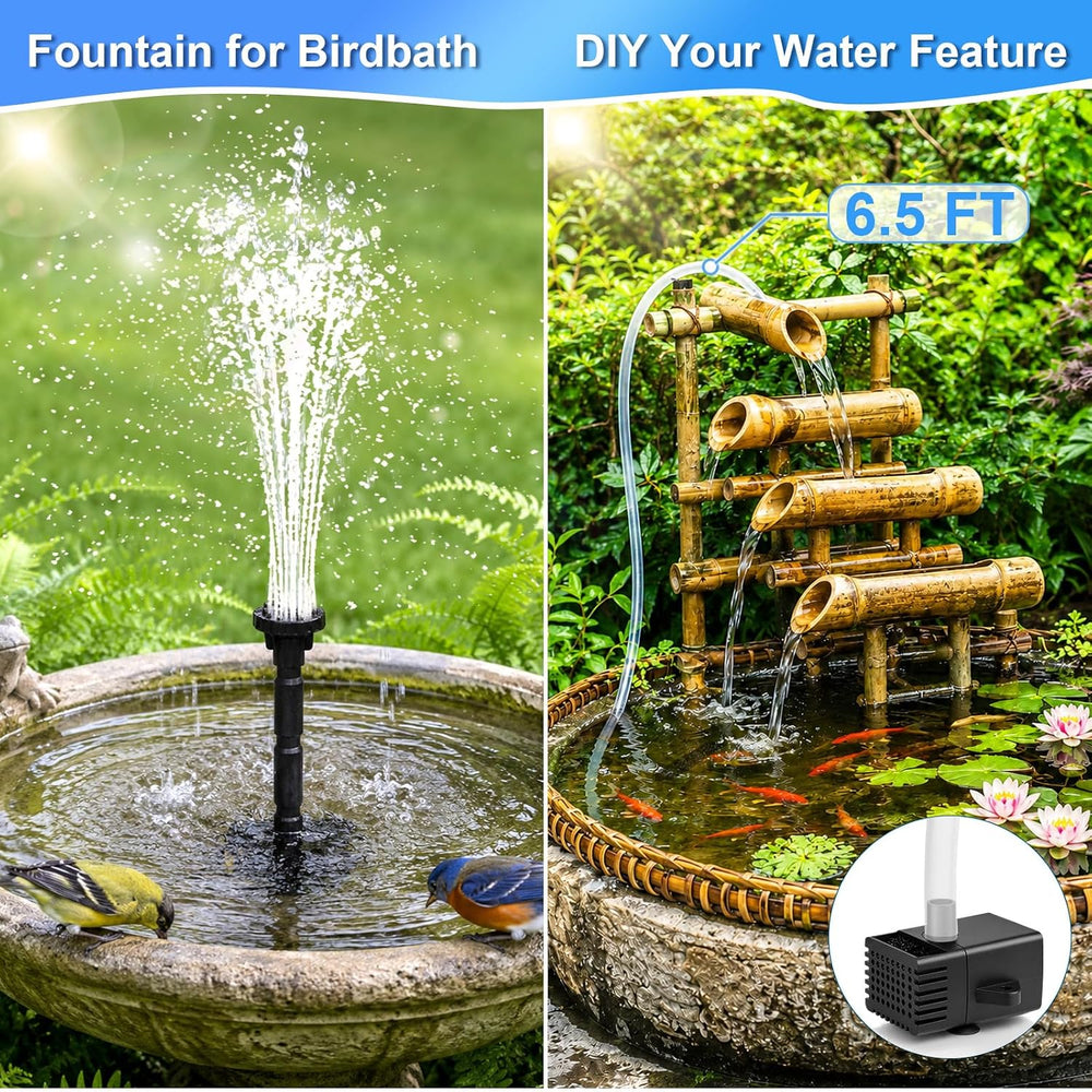 15W Solar Fountain Water Pump with 6 Nozzles for Bird Bath Garden