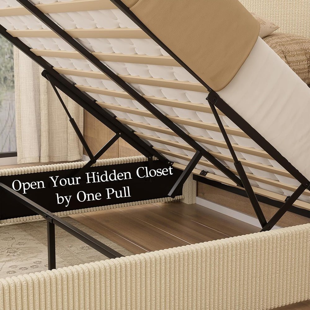 Yechen King Bed Frame with Lift Up Storage, 51.2" Tall Headboard and Uph...
