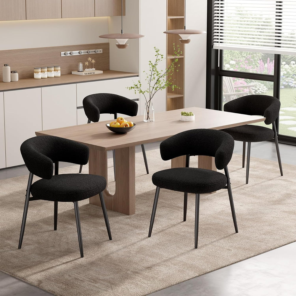 Dining Chairs Set of 4, Mid Century Modern Kitchen Chairs, Boucle Upholstered...