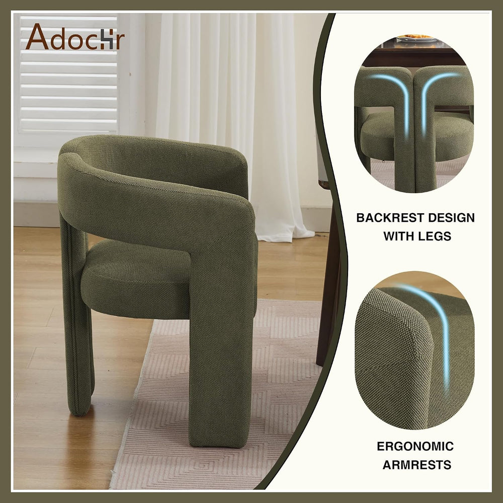 adochr Modern Barrel Dining Chairs Set of 6, Upholstered Linen Dining Room Ch...