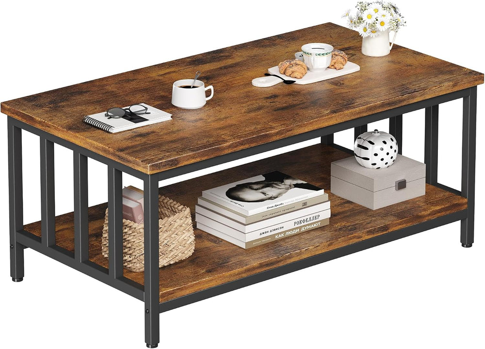 Homeiju Coffee Table for Living Room, Farmhouse Living Room Table with Slatte...