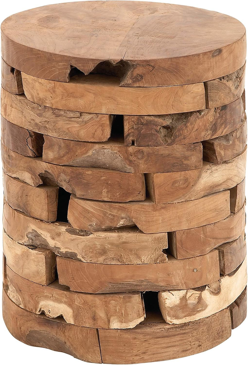 Deco 79 Teak Wood Handmade Side End Accent Table Live Edge End Table with Bri...