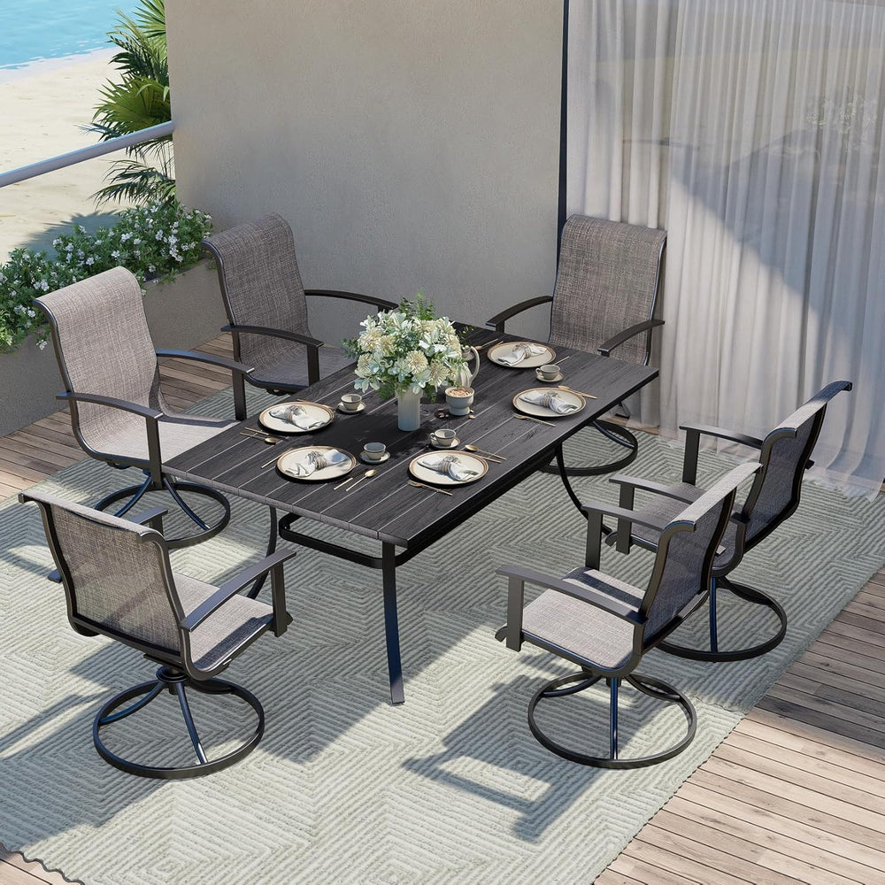 Grand Patio Outdoor Swivel Dining Chairs Set of 2, 360 Degree Mesh Sling Rock...