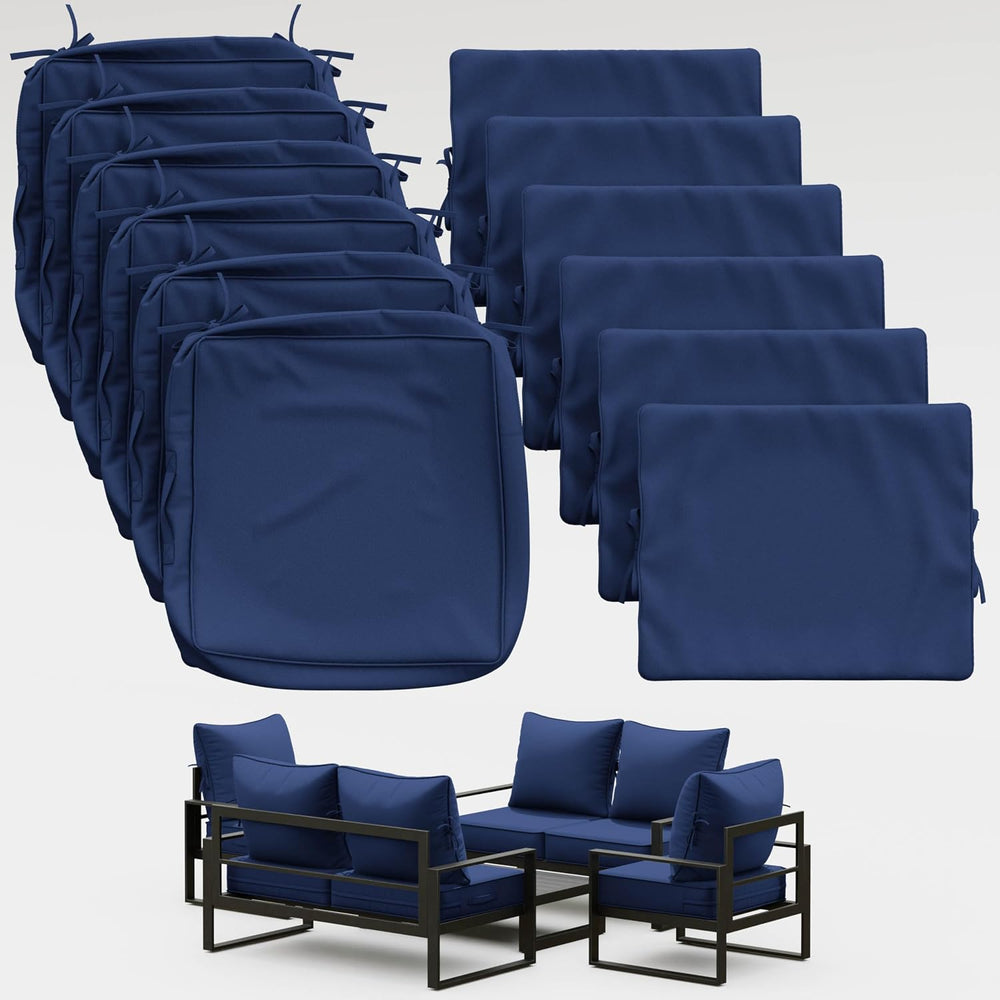 Thick Outdoor Back&Seat Cushion Covers 22×24×4in 12Pcs for Patio Furnitur...