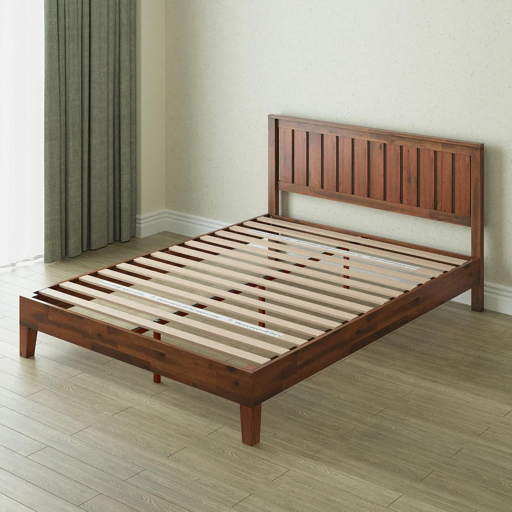 Zinus Vivek Deluxe Wood Platform Bed Frame with Headboard, Full