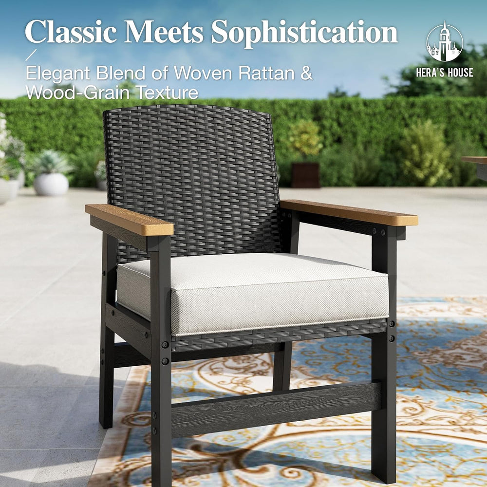 7PC Patio Dining Set for 6, HDPE Outdoor Table & 6 Chairs
