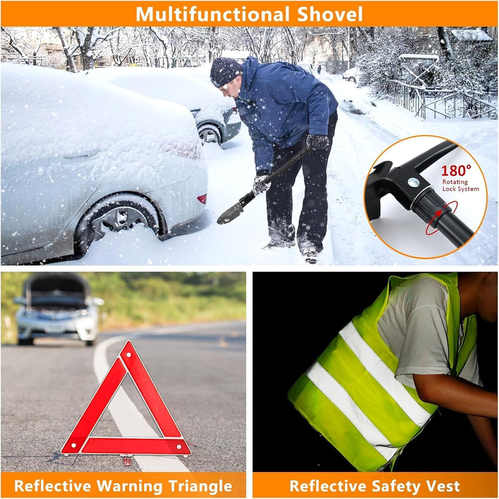 Car Emergency Kit with Portable Air Compressor - Roadside Assistance Emergenc...