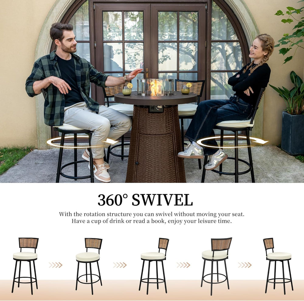 PIZZELLO Patio Swivel Bar Stools Set of 4, Outdoor Bar Height Chairs, Swivel ...