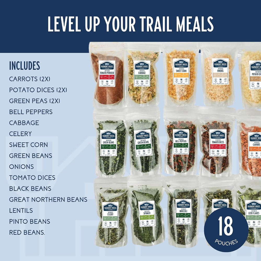 The Backpacking Kit - 18Ct Premium Lightweight Meals in 1 Cup Resealable Pouc...
