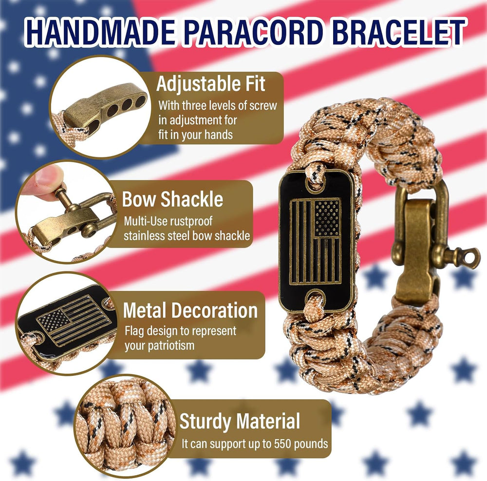 Tondiamo Paracord Bracelets Bronze USA Flag Card Bag