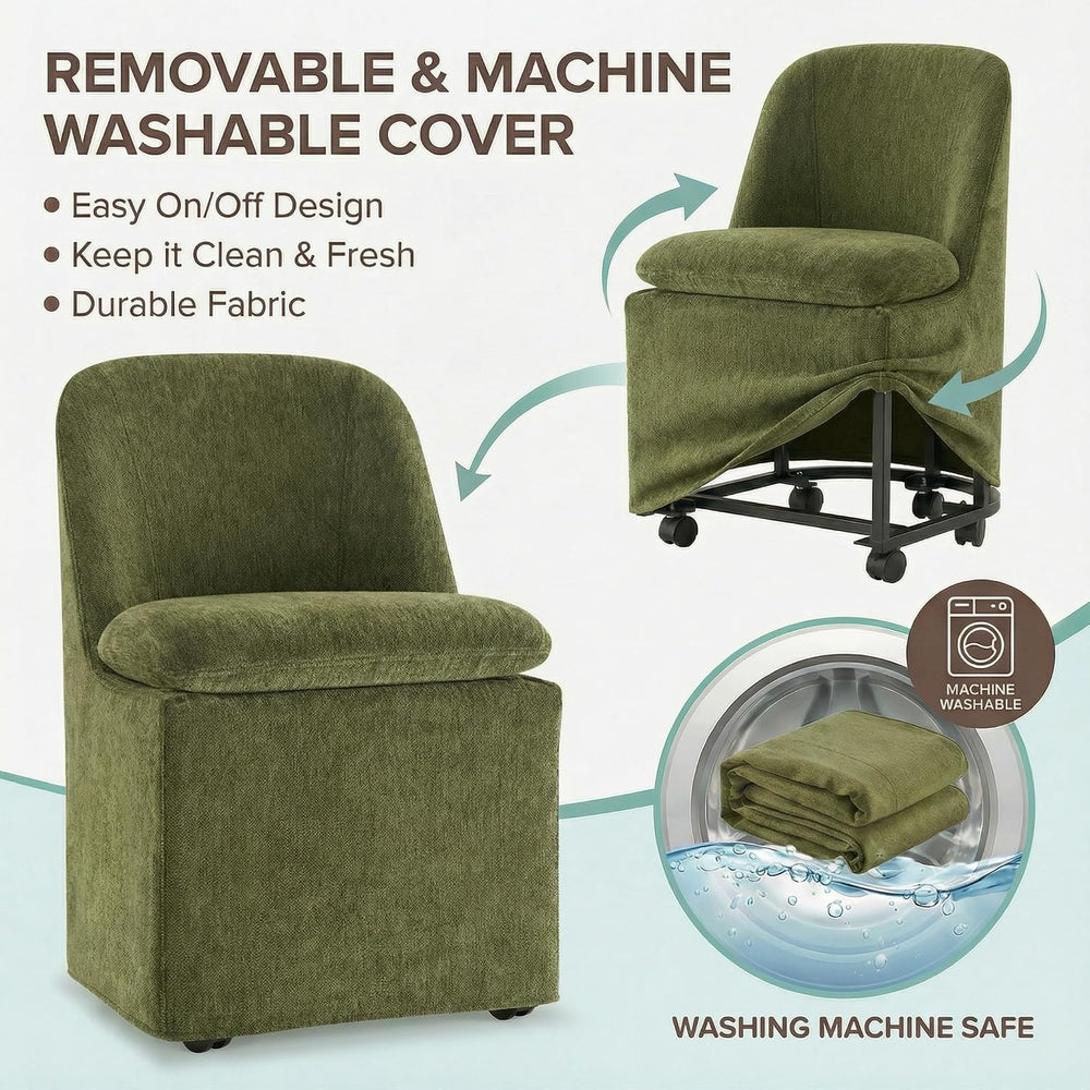 KISLOT Upholstered Dining Chairs Set of 2 with Hidden Casters, Modern Kitchen...