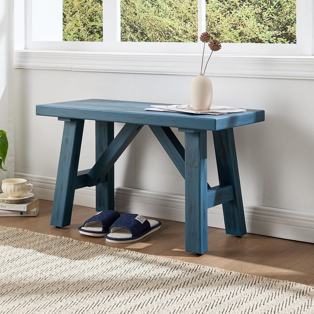 30" Farmhouse Entryway Bench, Rustic Solid Wood Dining Room Bench Small ...