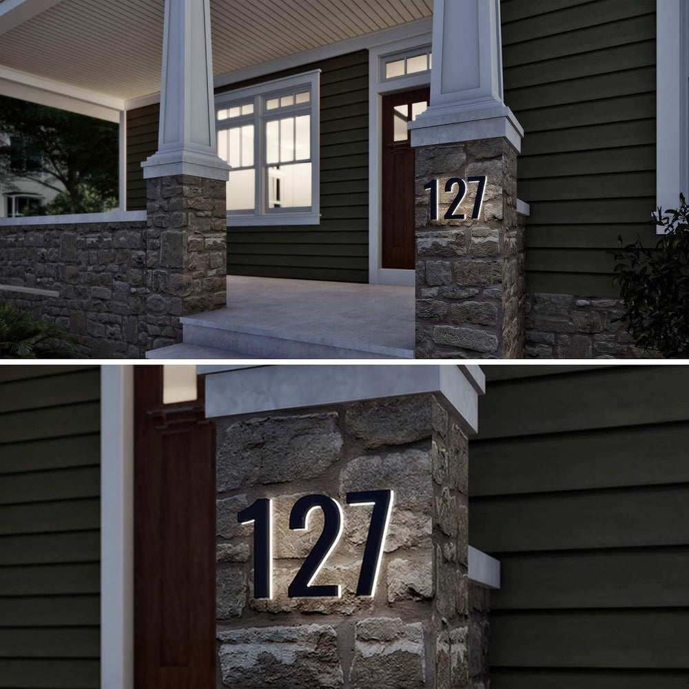 7 Inch Backlit LED House Number, ABS Polymer, 2700K Warm Light (5, Black)