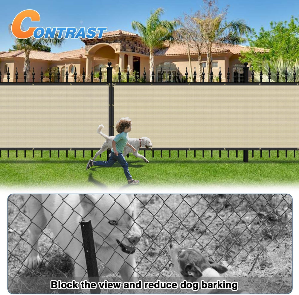 TANG 8' x 30' Privacy Fence Screen Beige Shade Cloth with Grommets, C...