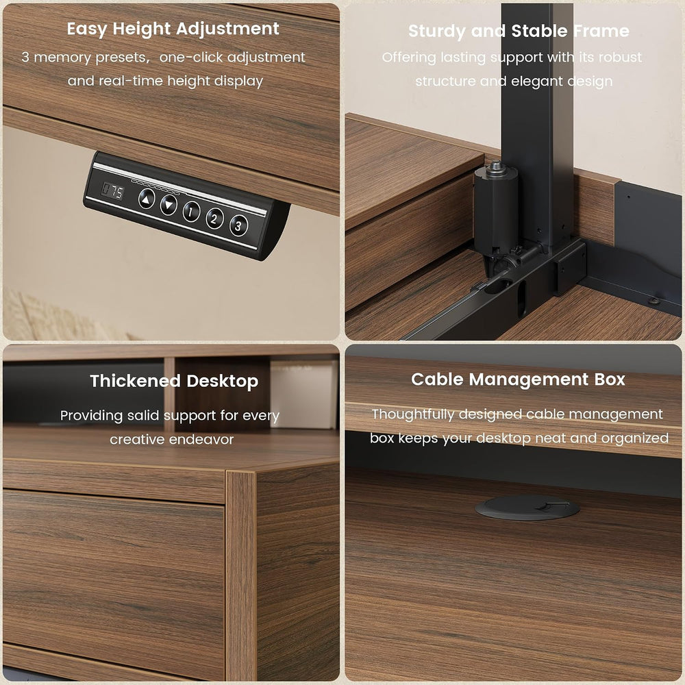 Standing Desk with 3 Drawers, 48 x 26 Inches