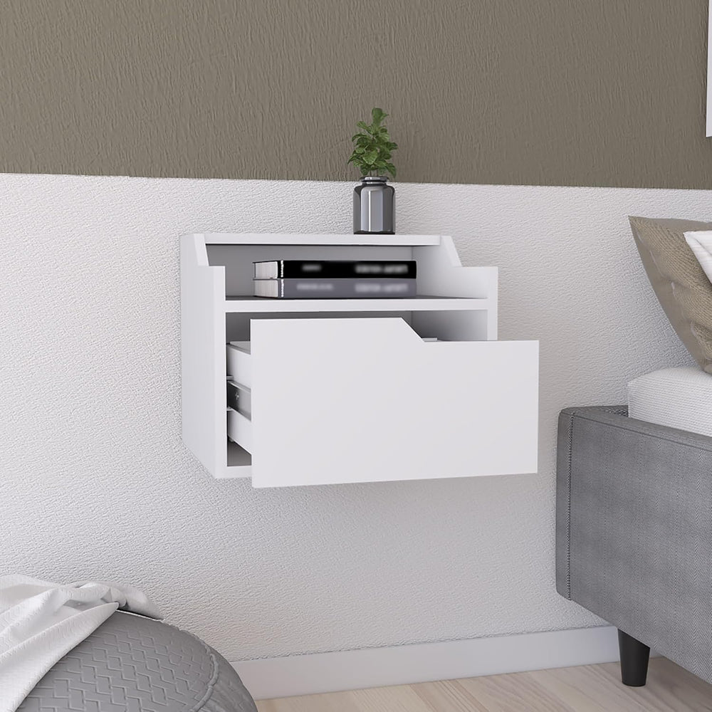 Floating Nightstand, Modern Design with Single Drawer Storage,for Small Spaces