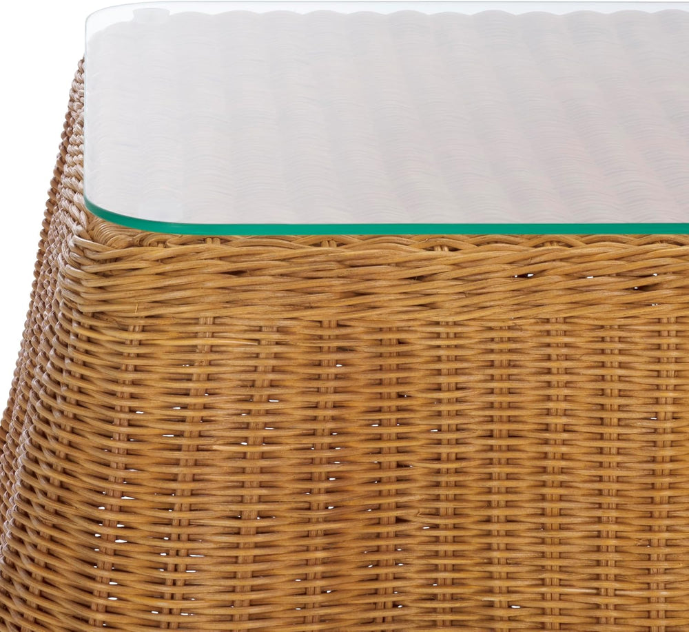 SAFAVIEH Couture Collection - Hylda Natural Rattan Accent Table, Square Desig...