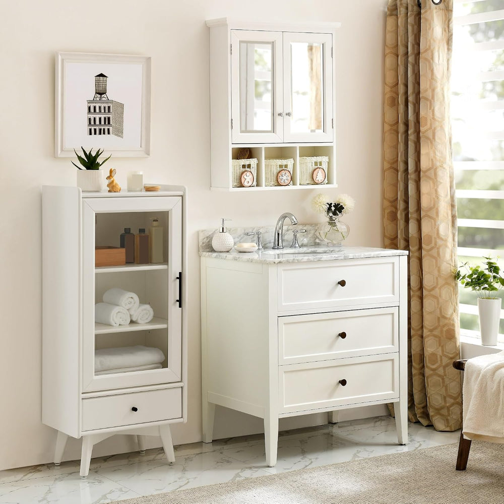 Modern Bathroom Storage Cabinet, 2 Doors 2 Adjustable Shelf + 3 Christmas Sty...