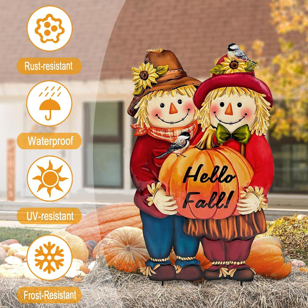 Fall Decorations Outdoor,Thanksgiving Scarecrow with Pumpkin Garden Decor