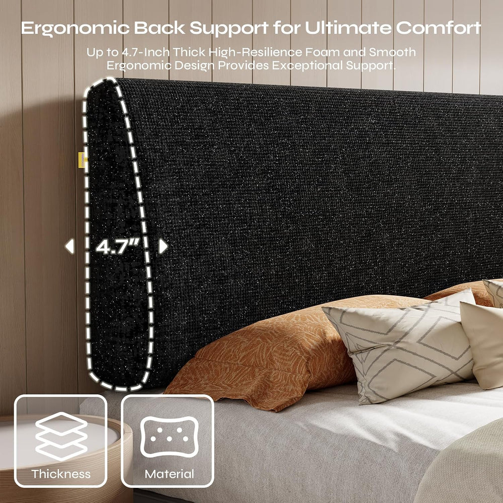Pinmoco 4.7" Upholstered Headboard for Queen Size Bed, Height Adjustable...