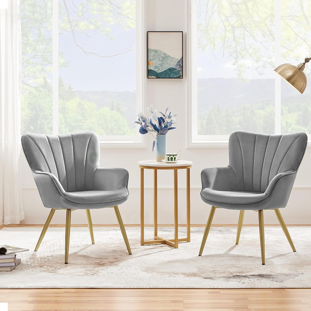 Yaheetech Accent Chairs Set of 2, Upholstered Armchair, Light Gray