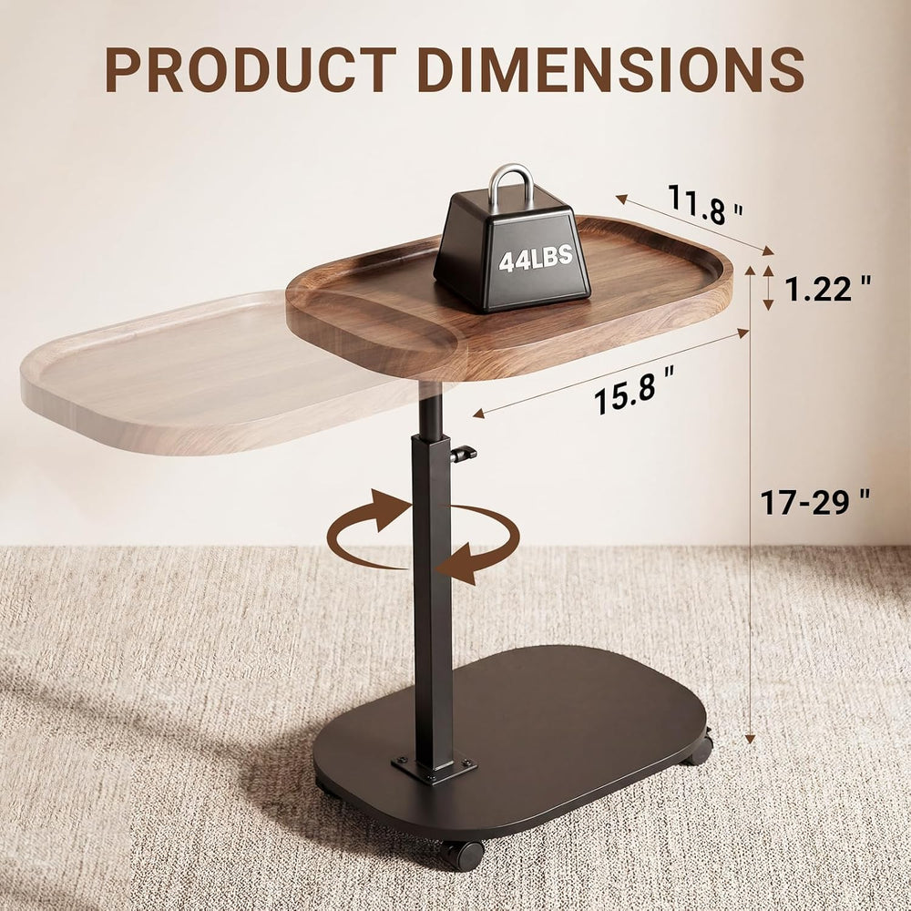 Adjustable Height TV Tray Table for Snack, Eating, Dinner or Laptop, 360°Roll...
