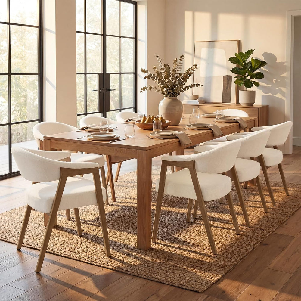 CIMOTA Upholstered Dining Chairs with Arms Set of 2, Mid Century Modern Kitch...