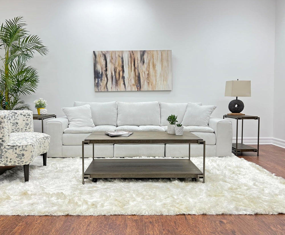 Polay Coffee Table Set with 2 Chairside Tables Metal Frame Wood | Modern coff...