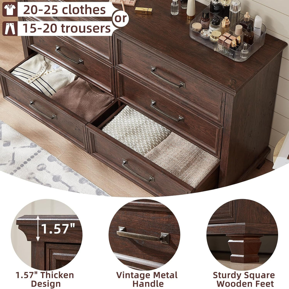SAVOR LIFE Farmhouse Bedroom Dresser and Nightstand Set of 4, 6 Drawer Tall &...