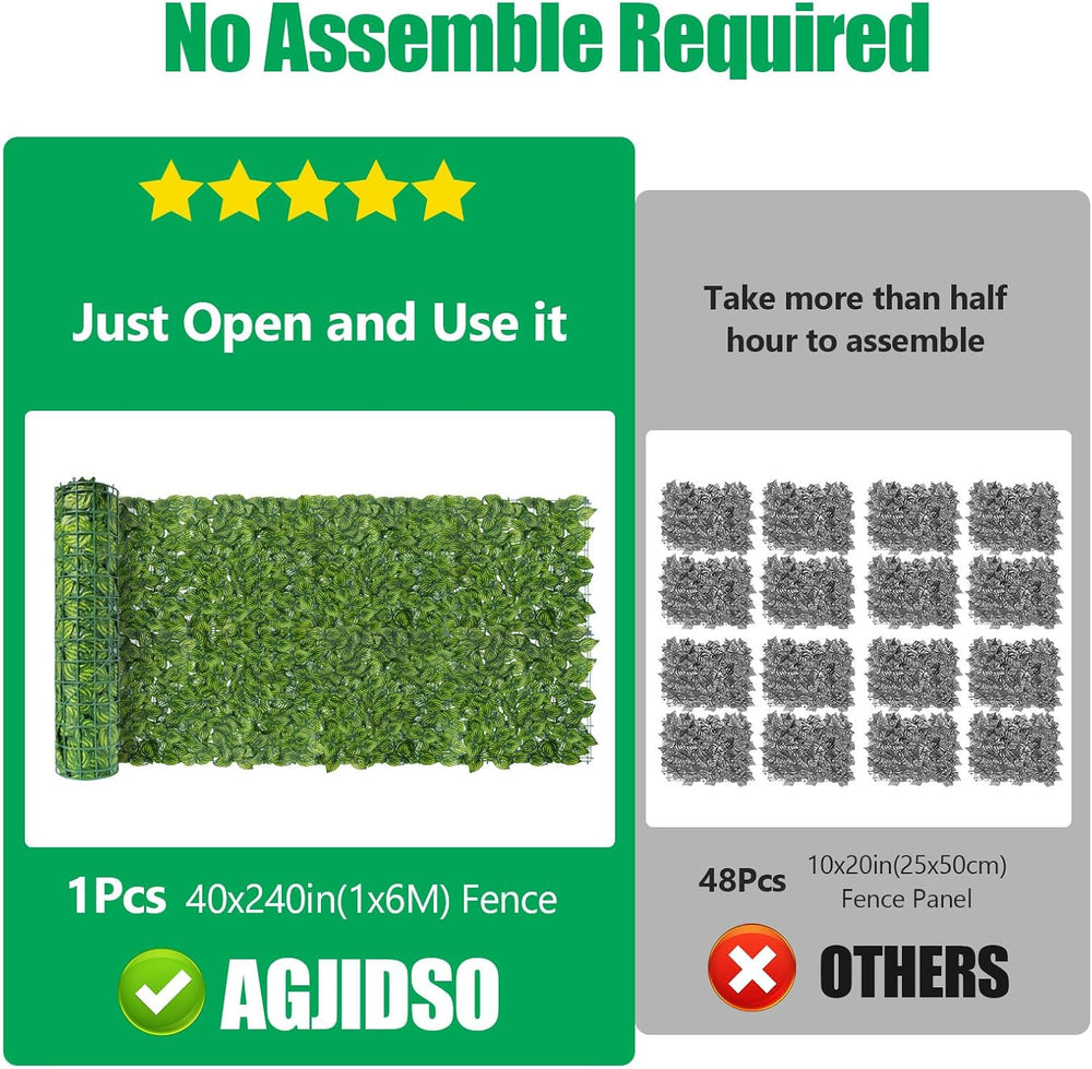 Artificial Ivy Privacy Fence Screen(No Assembly Required), 240"x40"...